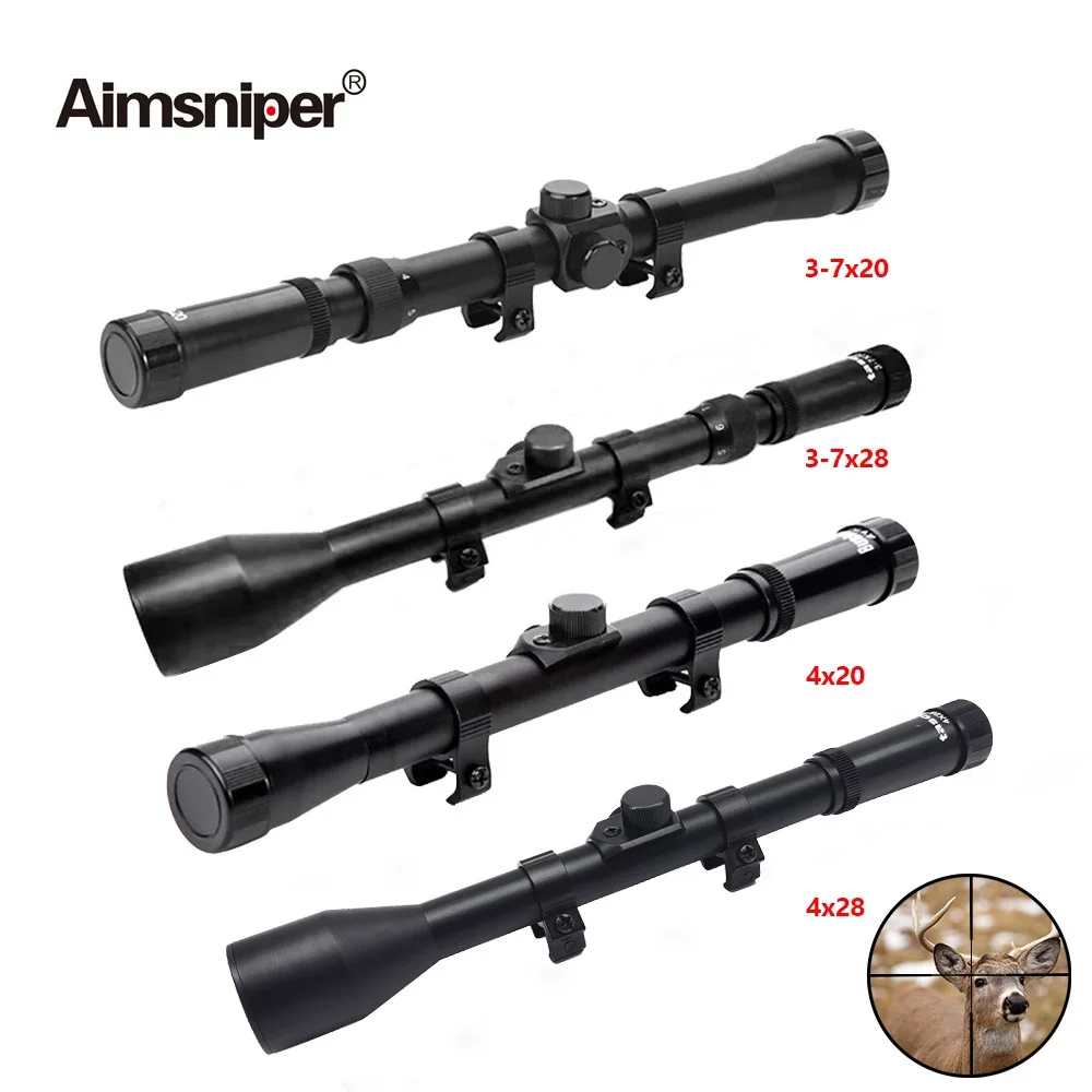 

Hunting Riflescope 3-7X20 Telescopic Sight 3-7x28 Reflex Crosshair Rifle Scope 4x20 4x28 Airsoft Optics Sight Fit 11mm Rail Gun