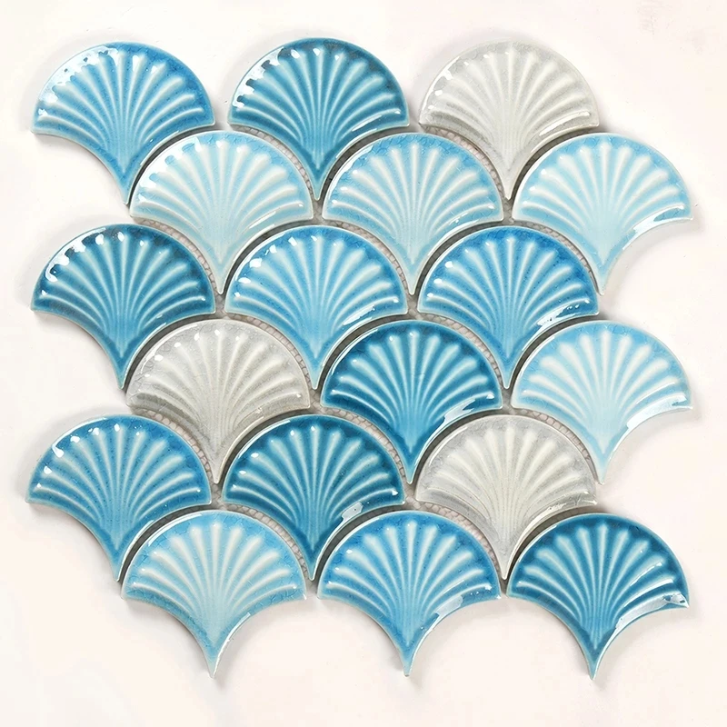 Горячие 11 шт. синий рыбьей чешуи керамическая мозаика кухня щитка ванная комната