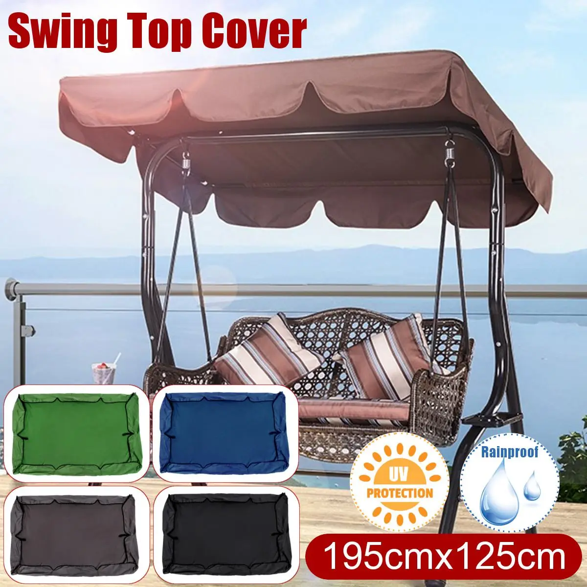 195cm Anti-UV Waterproof Swing Chair Top Cover Canopy Replacement for Garden Courtyard Outdoor Hammock Canopy Swing Chair Awning
195cm Anti-UV Waterproof Swing Chair Top Cover Canopy Replacement for Garden Courtyard Outdoor Hammock Canopy Swing Chair Awning