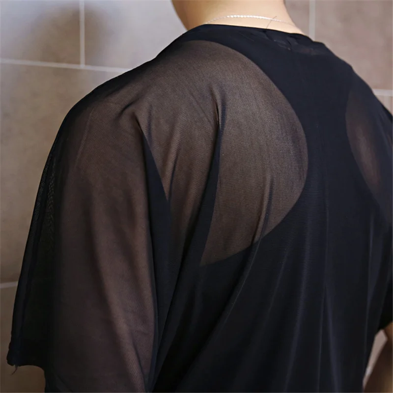 Летняя мужская модная сексуальная прозрачная Сетчатая футболка для ночного
