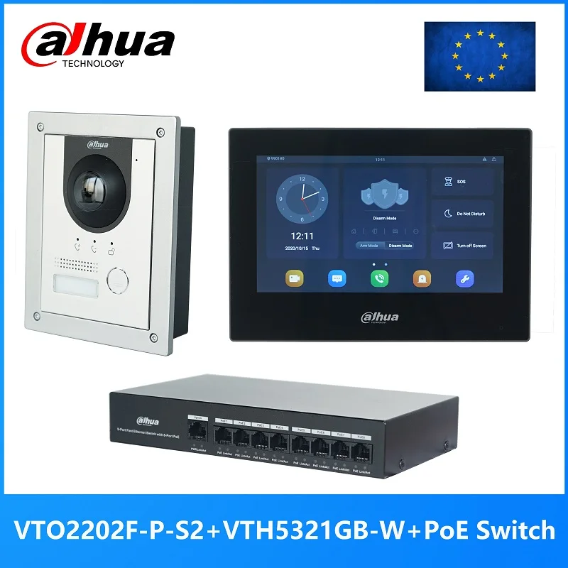 Dahua Multi-Language IP Video Intercom KIT,include VTO2202F-P-S2 & VTH5321GW-W VTH5321GB-W & PoE switch , SIP firmware
Dahua Multi-Language IP Video Intercom KIT,include VTO2202F-P-S2 & VTH5321GW-W VTH5321GB-W & PoE switch , SIP firmware