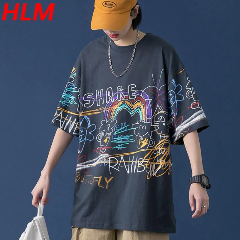 HLM 2021 Women Tshirts High Quality Cotton Loose Graffiti Print Short Sleeve Top Harajuku Street Fashion Oversized T-shirt
HLM 2021 Women Tshirts High Quality Cotton Loose Graffiti Print Short Sleeve Top Harajuku Street Fashion Oversized T-shirt