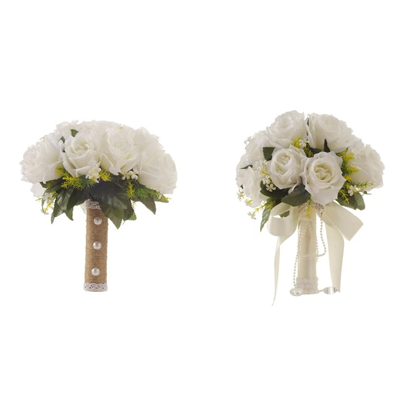 

Свадебный цветок для невесты Букет невесты искусственный букет роз из шелка белый искусственными камнями, стразами; Вечерние туфли на выпу...
