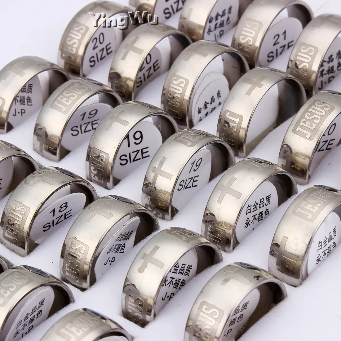 Yingwu Wholesale Lots 10pcs Religious Christian Jesus Cross Ring Stainless Steel God Band Rings For Men Women Party Gift
Yingwu Wholesale Lots 10pcs Religious Christian Jesus Cross Ring Stainless Steel God Band Rings For Men Women Party Gift