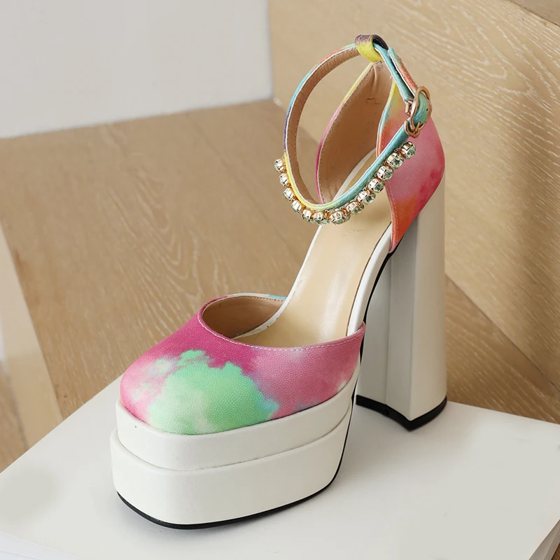 New Pumps Luxury Crystal Buckle Ankle Strap Spring Summer Female Party Shoes Square Toe Platform Super High Heels Women Size 43
New Pumps Luxury Crystal Buckle Ankle Strap Spring Summer Female Party Shoes Square Toe Platform Super High Heels Women Size 43