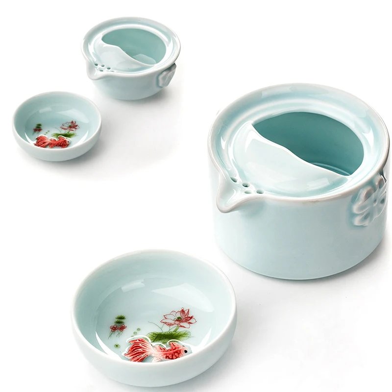 Ceramics Tea Set Include 1 Pot 1 Cup, High Quality Elegant Gaiwan,beautiful And Easy Teapot Kettle,3D Carp kung Fu Teaset
Ceramics Tea Set Include 1 Pot 1 Cup, High Quality Elegant Gaiwan,beautiful And Easy Teapot Kettle,3D Carp kung Fu Teaset
