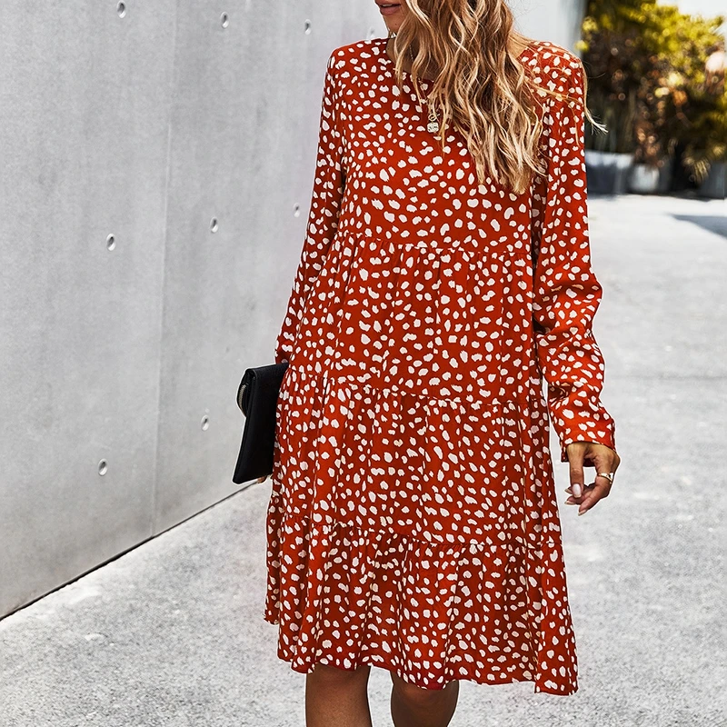 Spring Summer Print Dress Women Casual Long Sleeve A Line Loose Knee Length Dress For Women 2021 New Fashion Ruffle Sundress
Spring Summer Print Dress Women Casual Long Sleeve A Line Loose Knee Length Dress For Women 2021 New Fashion Ruffle Sundress