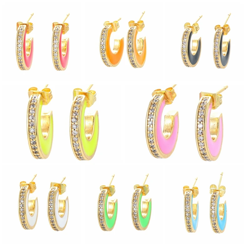 ROMAD Candy Color Enamel Thick Hoop Earrings For Women Gift Zircon Pave C Shape Half Circle Piercing Huggie Earrings 2021 Trend
ROMAD Candy Color Enamel Thick Hoop Earrings For Women Gift Zircon Pave C Shape Half Circle Piercing Huggie Earrings 2021 Trend