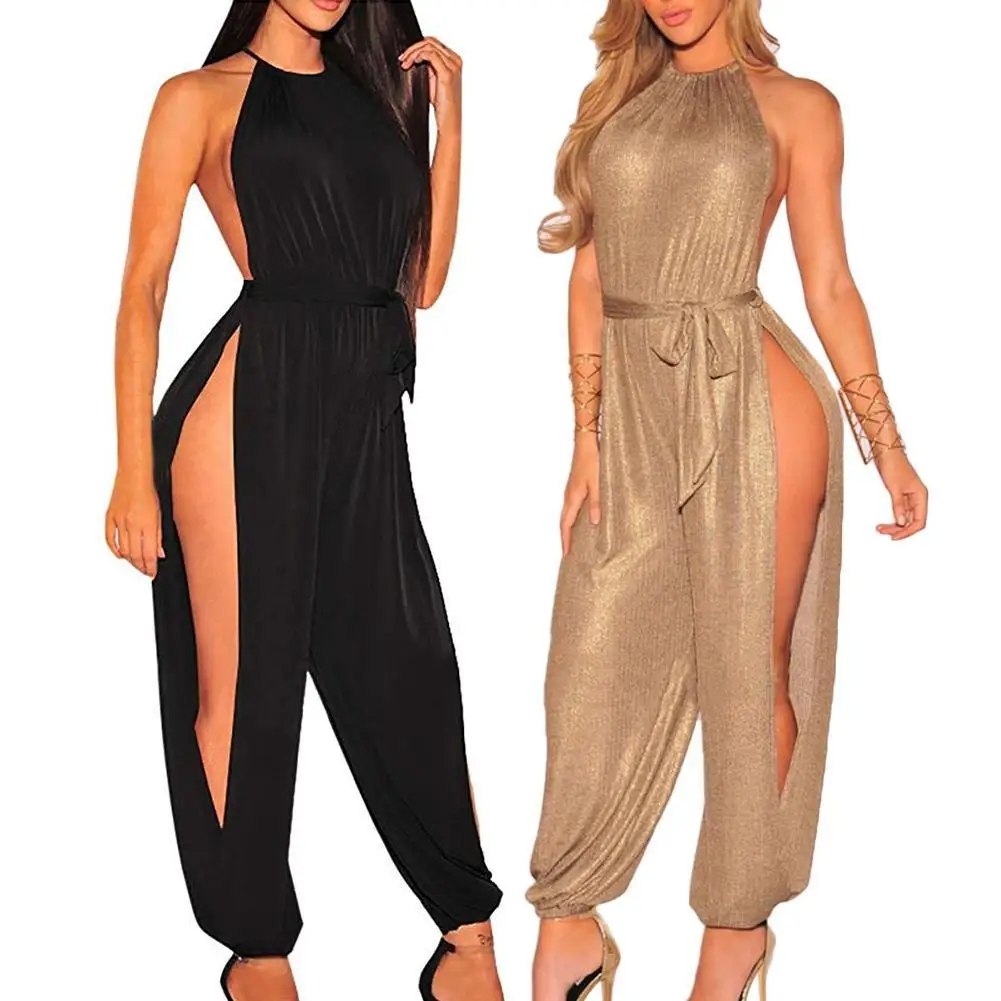 Hot Sales!!! Women Sexy Solid Color Sleeveless Halter High Side Slitting Ankle Tied Jumpsuit
Hot Sales!!! Women Sexy Solid Color Sleeveless Halter High Side Slitting Ankle Tied Jumpsuit
