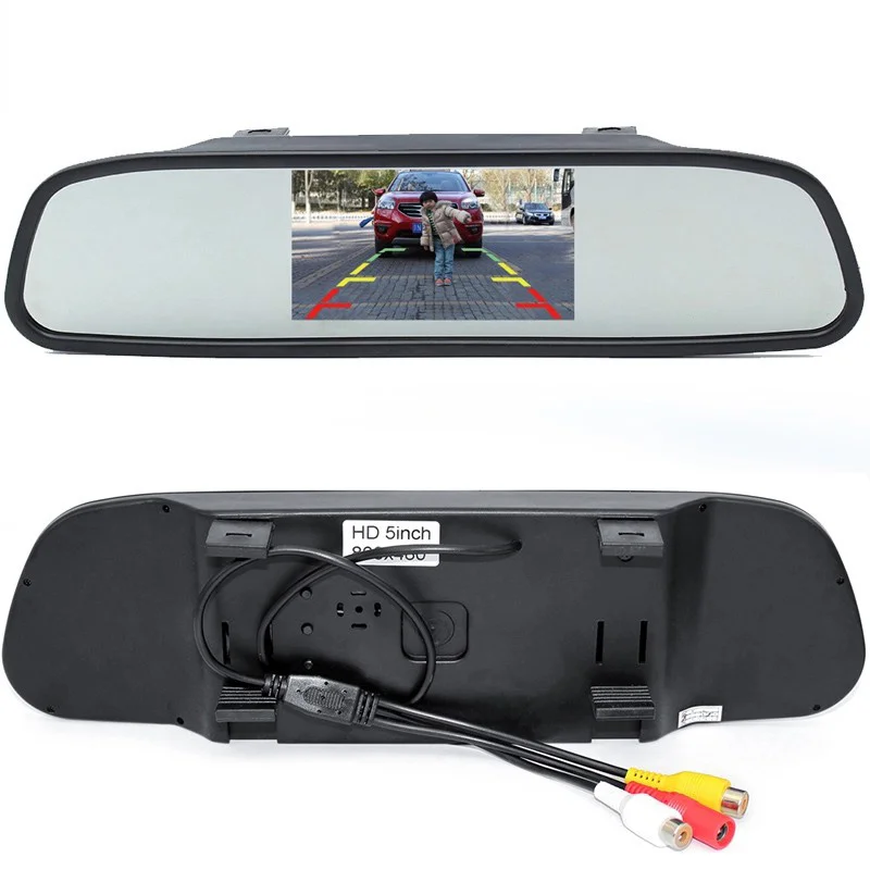 

HD 800*480 5" TFT LCD Car Parking Rear View Mirror Monitor 2 Video Input Connect Front Rear Camera headrest tv