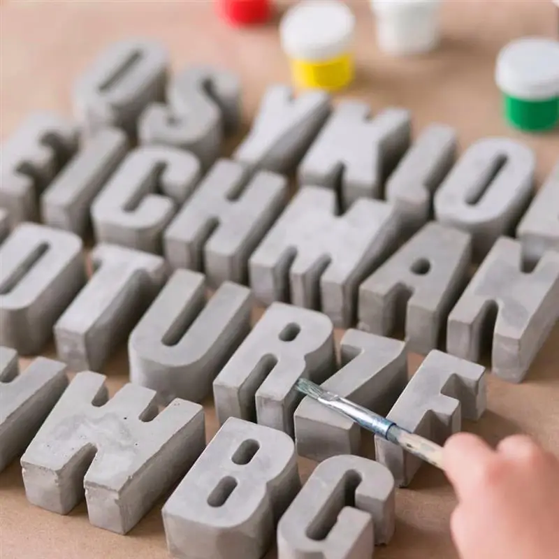 

3D Alphabet Concrete Molds Plaster Number Silicon Mold Concrete Capital Letter Mold English Letters Molds