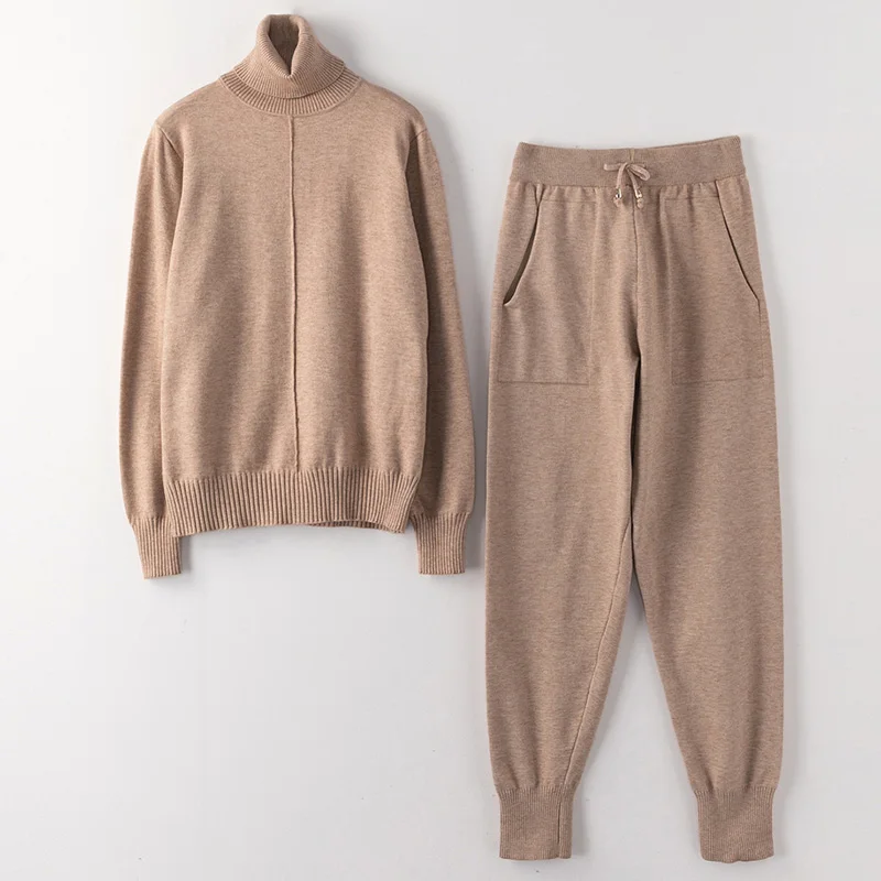 2021 Women suit track costume 2 pieces sets Autumn winter turtleneck pullovers and long knitted pants knitted suits
2021 Women suit track costume 2 pieces sets Autumn winter turtleneck pullovers and long knitted pants knitted suits