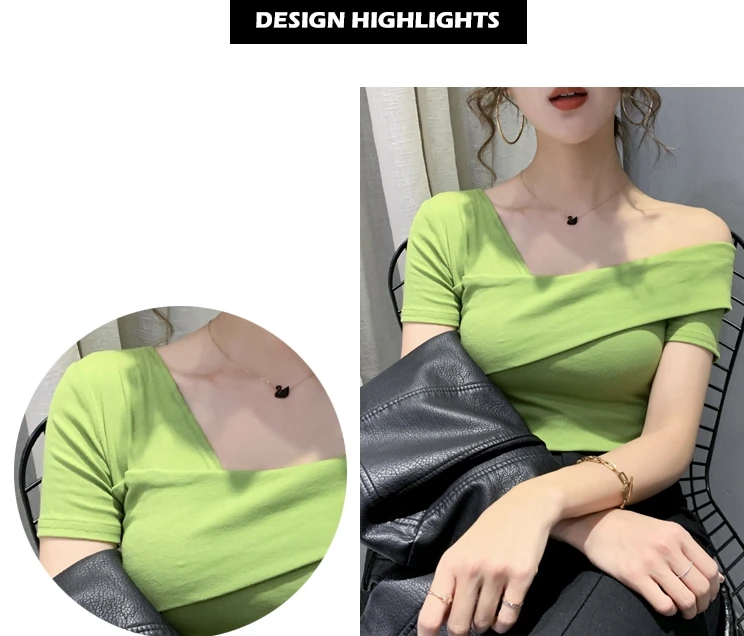 European Clothes Fashion Asymmetrical Hollow Out T-shirt Women 2020 New Summer Back Tops Ropa Mujer Bottoming Shirt Tees