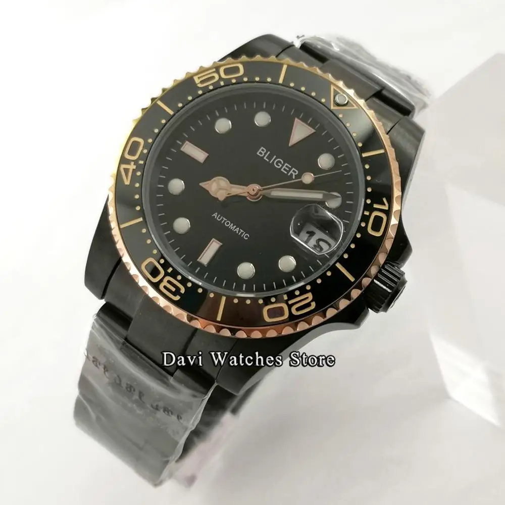 40mm Bliger/Sterile Top luxury Mens Watches Black Dial Black PVD Case 24 Jewels Japan NH35 Automatic Movement Male WristWatch
40mm Bliger/Sterile Top luxury Mens Watches Black Dial Black PVD Case 24 Jewels Japan NH35 Automatic Movement Male WristWatch