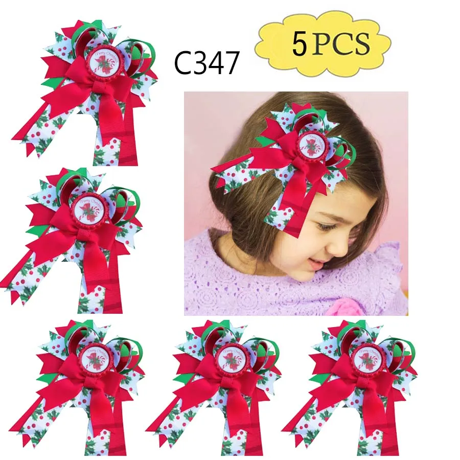 

freeshipping 5pcs -E christmas inspired hair bows Christmas hair clips santa clause big hair accessories snowman headbands