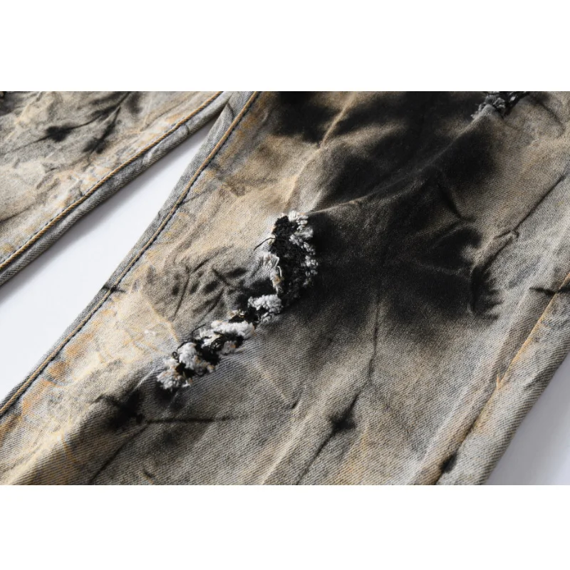 Aolamegs Ripped Hole Jeans Men Fashion Tie-dyed High Street Denim Pants Slim Stretch Cowboy Pants Retro Ripple Jeans Chain Decor
Aolamegs Ripped Hole Jeans Men Fashion Tie-dyed High Street Denim Pants Slim Stretch Cowboy Pants Retro Ripple Jeans Chain Decor