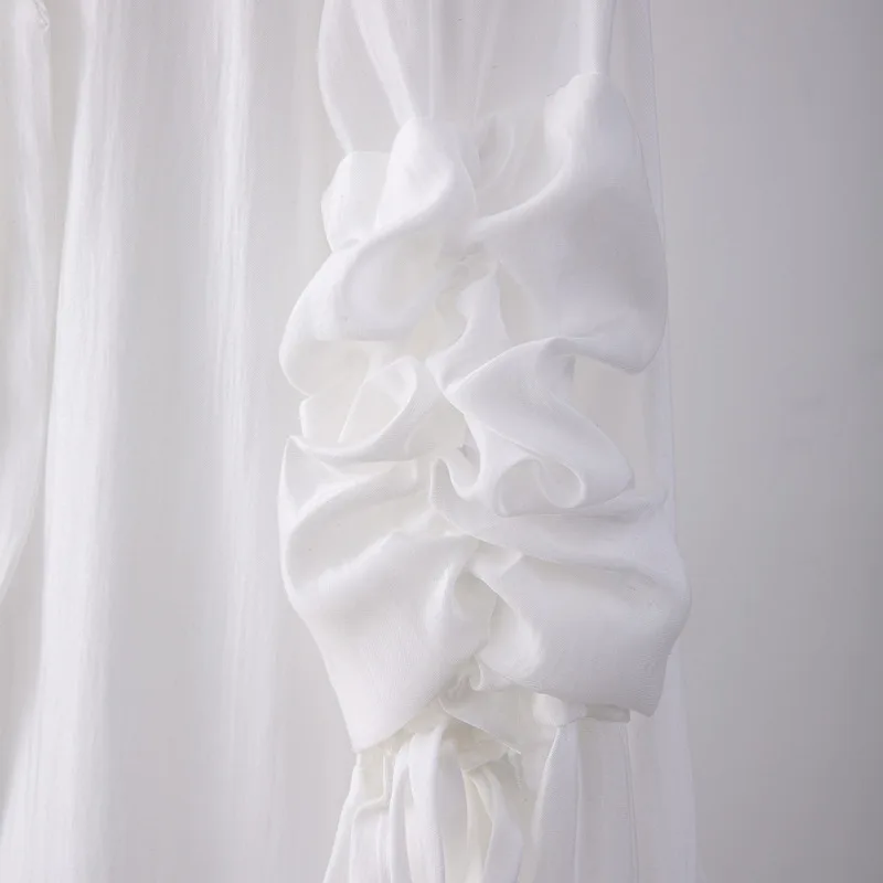 2021 new spring and summer fashion women clothes turn-down collar puff sleeves fold single breasted shirt C959
2021 new spring and summer fashion women clothes turn-down collar puff sleeves fold single breasted shirt C959