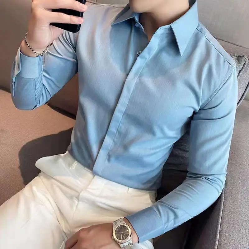 Hot Sale Men's Shirt New Design Hidden Zipper Fashion Business Casual Formal Dress Male Solid Clothing 
Hot Sale Men's Shirt New Design Hidden Zipper Fashion Business Casual Formal Dress Male Solid Clothing