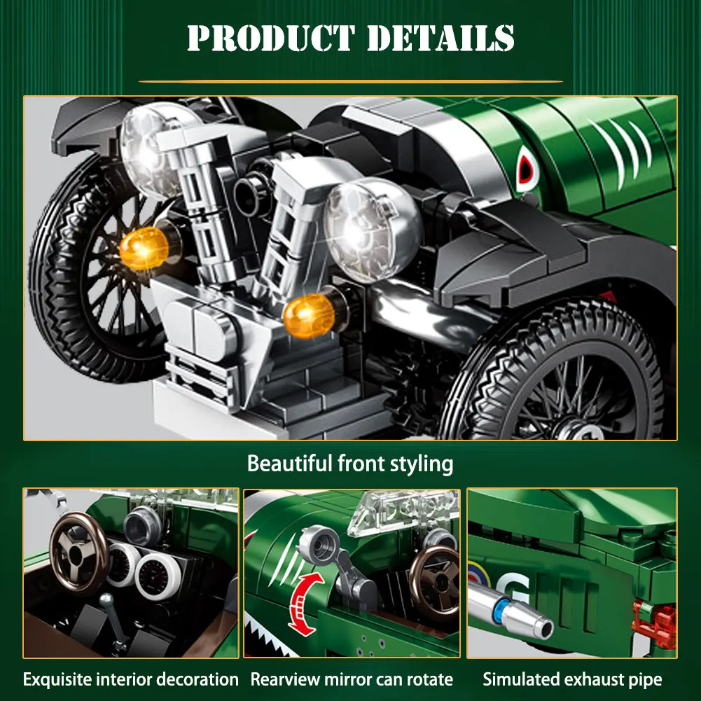 BZDA City Morgan Tricycle Classic Cars Vehicle Building Blocks Diy Pull Back Car Toy Model Bricks Toys For Boys Children 487 Pcs
BZDA City Morgan Tricycle Classic Cars Vehicle Building Blocks Diy Pull Back Car Toy Model Bricks Toys For Boys Children 487 Pcs
