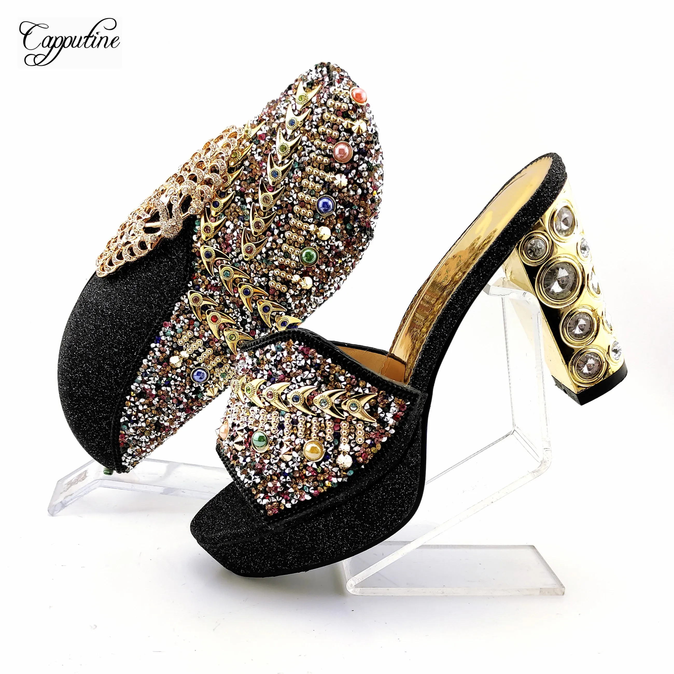 Black Party Set African Women's Pumps Shoes And Purse Bag Set With Rhinestones QSL018 Heel Height 10.5CM
Black Party Set African Women's Pumps Shoes And Purse Bag Set With Rhinestones QSL018 Heel Height 10.5CM