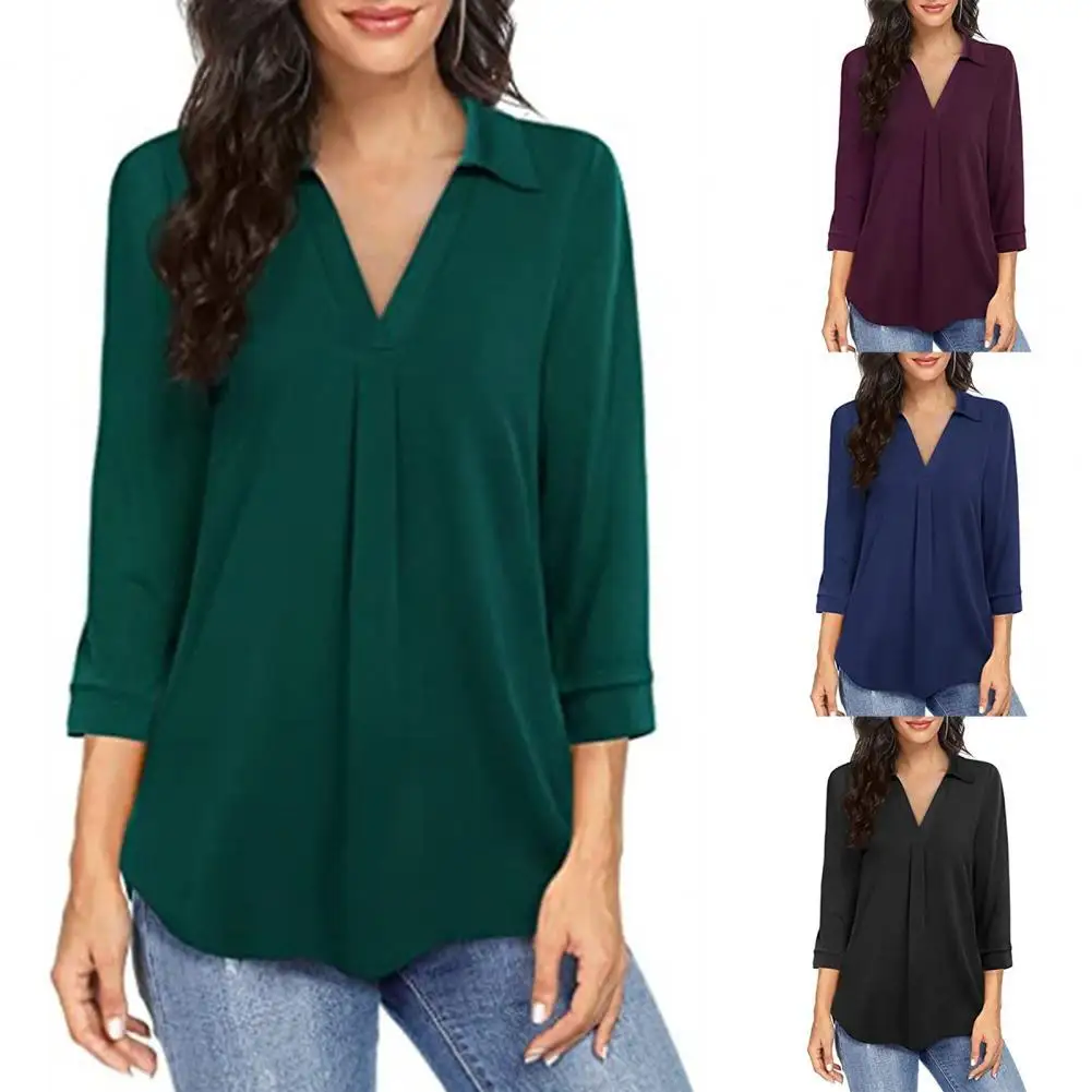 Plus Size New Fashion Women Blouses Elegant Lady Shirt Solid Color V Neck Autumn Loose 3/4 Sleeve Chiffon Shirt Streetwear 2021
Plus Size New Fashion Women Blouses Elegant Lady Shirt Solid Color V Neck Autumn Loose 3/4 Sleeve Chiffon Shirt Streetwear 2021