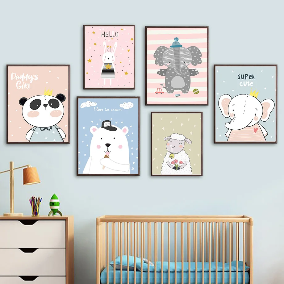 Panda Rabbit Elephant Sheep Polar Bear Crown Wall Art Canvas Painting Nordic Posters And Prints Wall Pictures Kids Room Decor
Panda Rabbit Elephant Sheep Polar Bear Crown Wall Art Canvas Painting Nordic Posters And Prints Wall Pictures Kids Room Decor