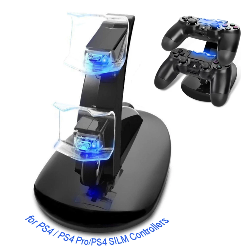 PS4 контроллер Зарядное устройство Док-станция светодиодный двойной usb зарядная