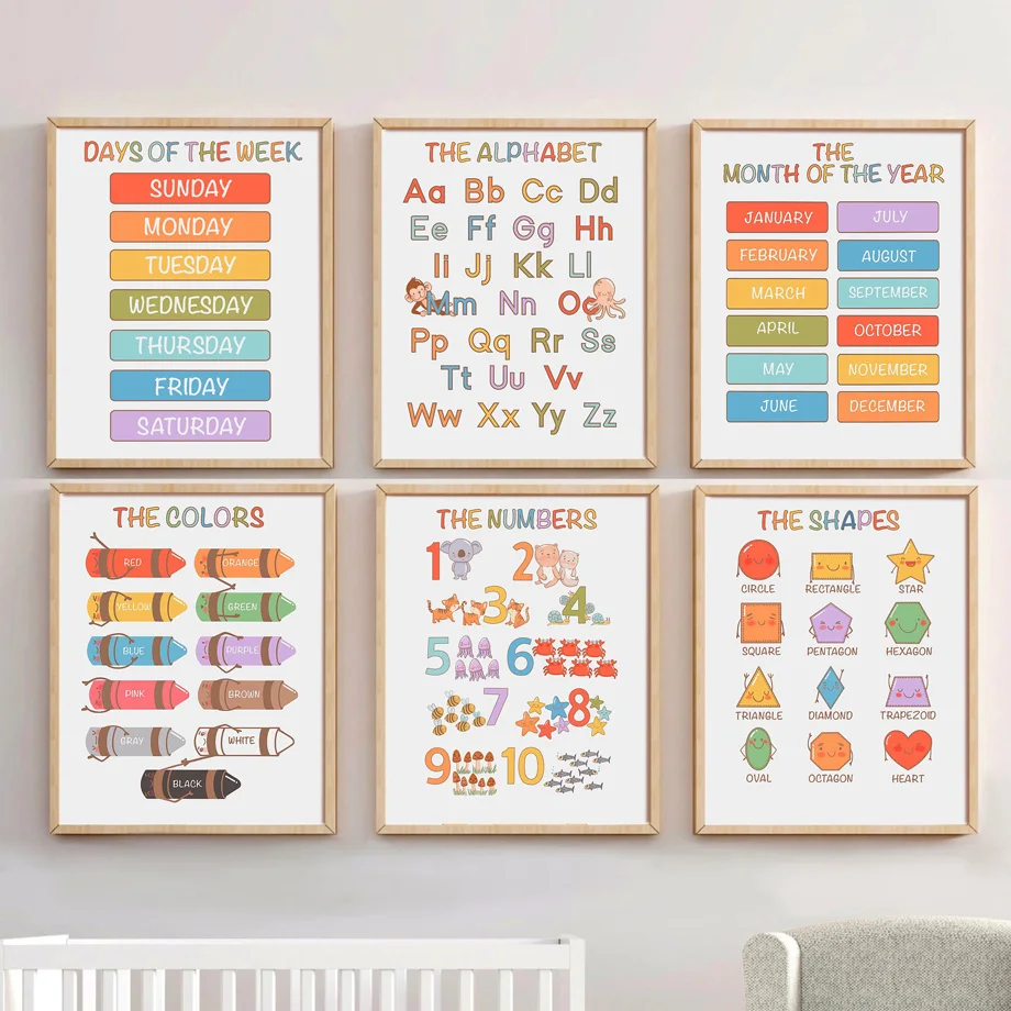 Wall Art Prints Education Alphabet Numbers Month Week Colors Shapes Canvas Painting Nordic Poster Decor Pictures Baby Kids Room
Wall Art Prints Education Alphabet Numbers Month Week Colors Shapes Canvas Painting Nordic Poster Decor Pictures Baby Kids Room