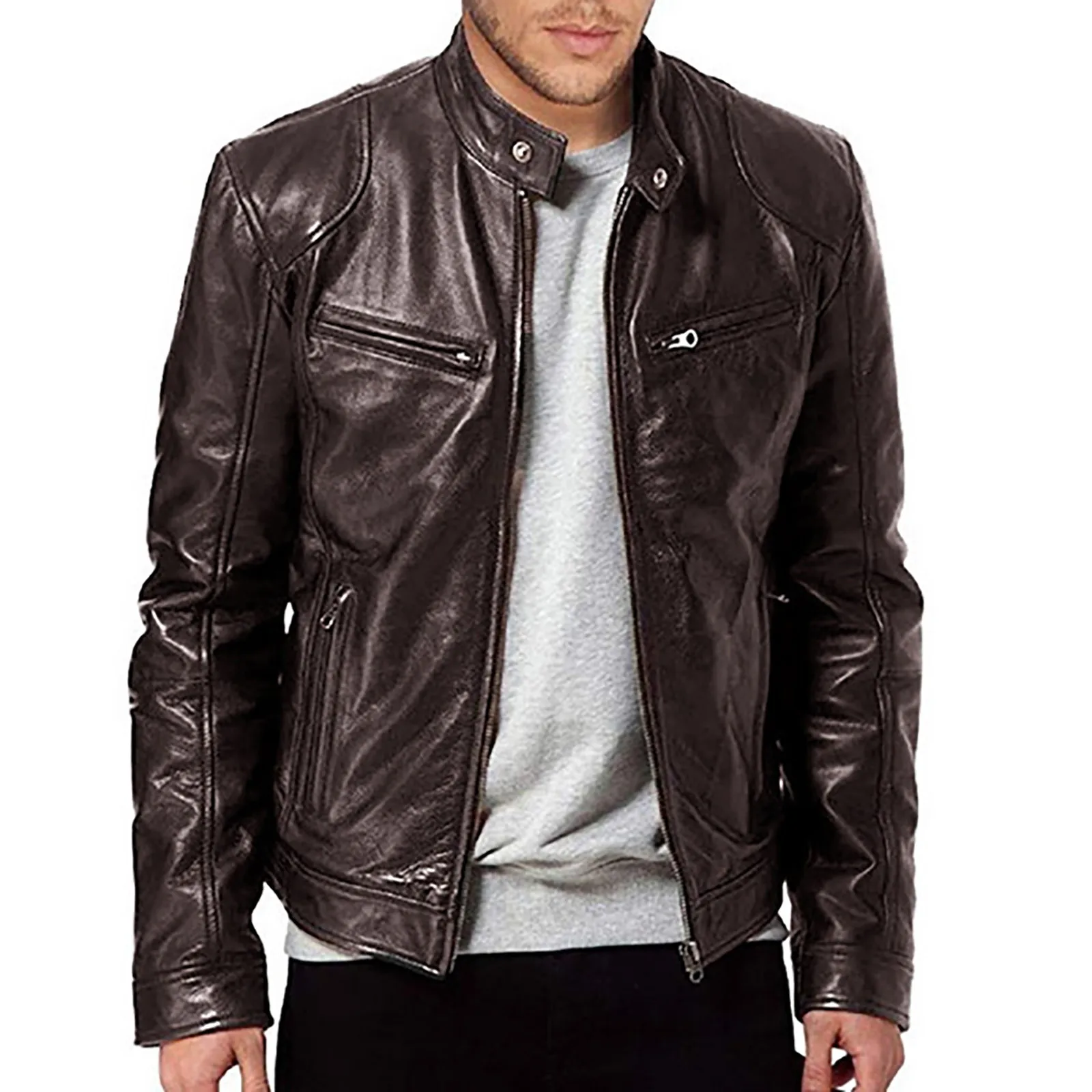 Fashion Men Autumn Winter Casual Winter Warm Solid Colors Faux Leather Stand Collar Zipper Long Sleeve Coat Outwear Jacket#g3
Fashion Men Autumn Winter Casual Winter Warm Solid Colors Faux Leather Stand Collar Zipper Long Sleeve Coat Outwear Jacket#g3