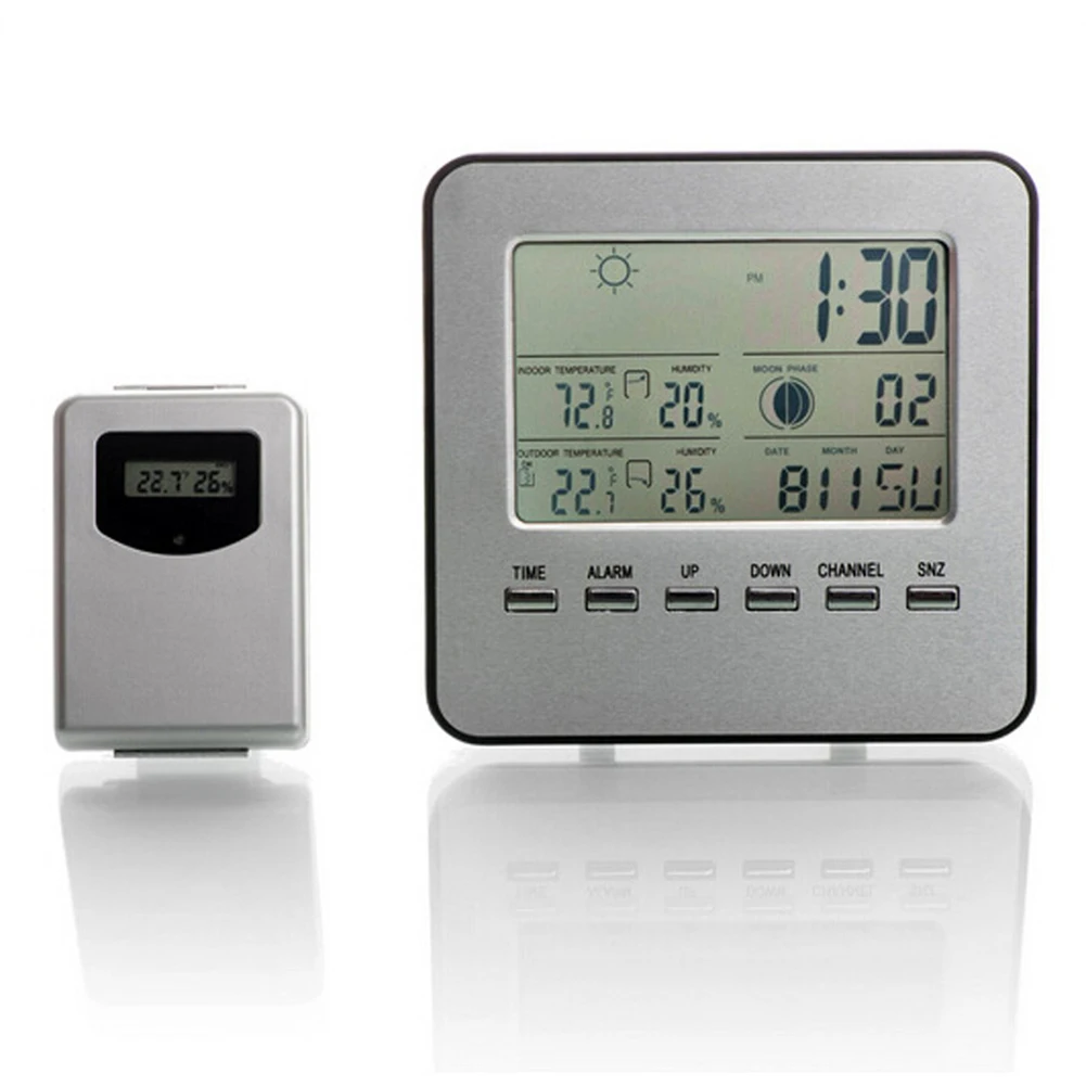 Electronic Weather Station Digital Alarm Clock Temperature Monitor Meter Hygrometer Humidity Moon Phase Snooze Wireless Sensors
Electronic Weather Station Digital Alarm Clock Temperature Monitor Meter Hygrometer Humidity Moon Phase Snooze Wireless Sensors