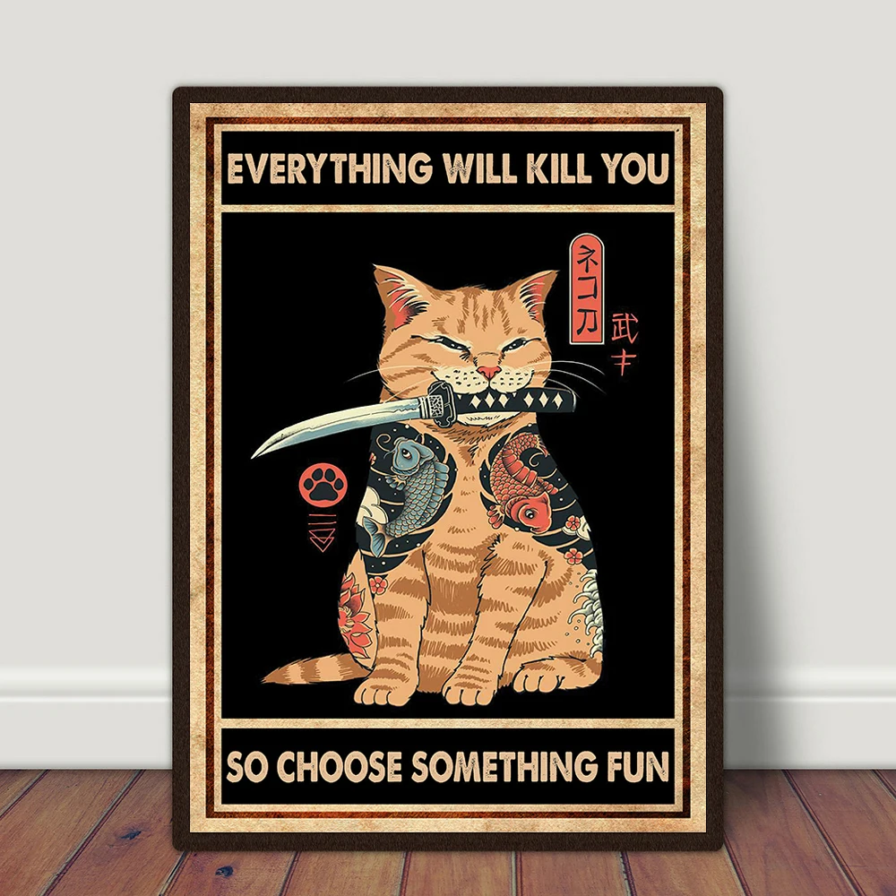 Samurai Cat Poster Everything Will Kill You Canvas Prints Painting Japanese Style Retro Wall Art Prints Pictures for Home Decor
Samurai Cat Poster Everything Will Kill You Canvas Prints Painting Japanese Style Retro Wall Art Prints Pictures for Home Decor
