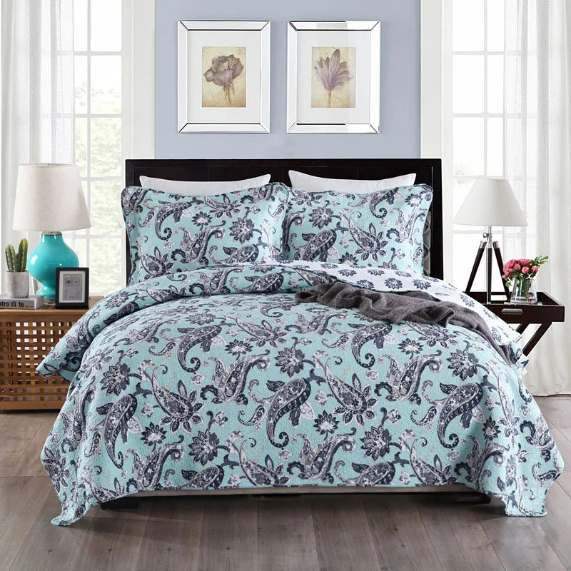CHAUSUB Bedspreads Blue Quilt Set Cotton Quilts For Bed 3pcs Quilted Bed Cover King Queen Size Printed Coverlet Summer Blanket
CHAUSUB Bedspreads Blue Quilt Set Cotton Quilts For Bed 3pcs Quilted Bed Cover King Queen Size Printed Coverlet Summer Blanket