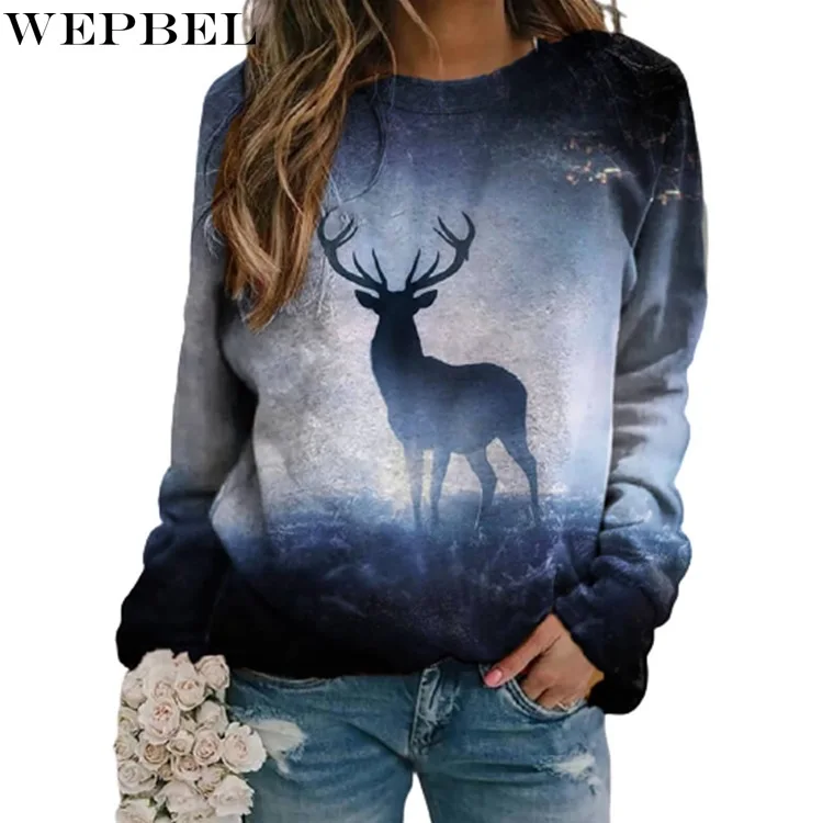 WEPBEL Women's Fashion T-shirt Tops Spring and Autumn Leisure Long Sleeve Printed Loose O-Neck Pullover T-shirt 
WEPBEL Women's Fashion T-shirt Tops Spring and Autumn Leisure Long Sleeve Printed Loose O-Neck Pullover T-shirt