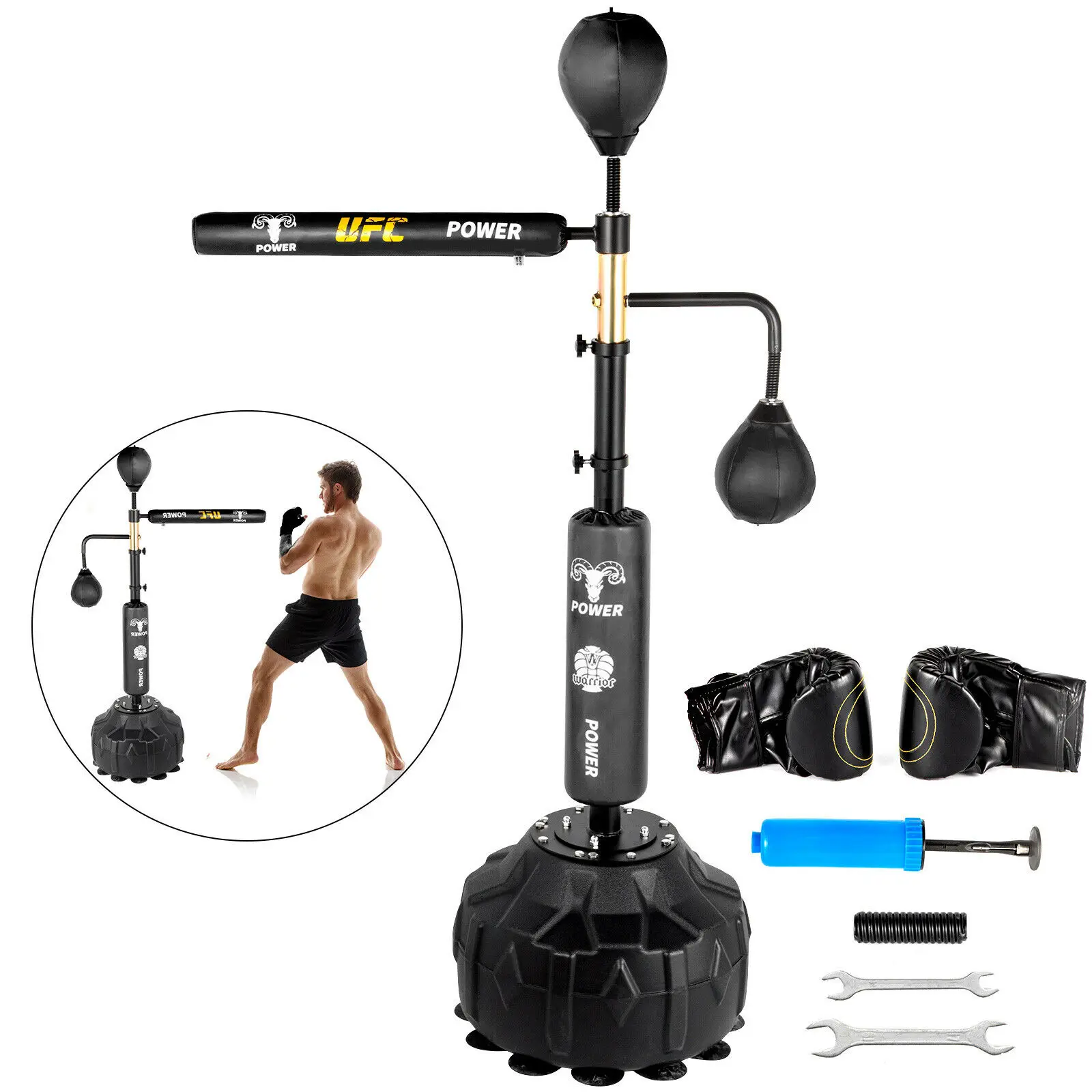 Adjustable Free Standing Boxing Punch Bag Speed Bag Spinning Bar MMA Training 
Adjustable Free Standing Boxing Punch Bag Speed Bag Spinning Bar MMA Training