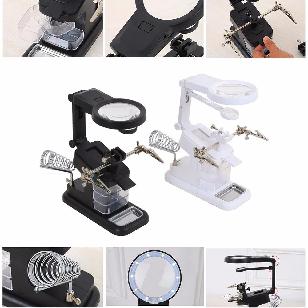 3 Hand Soldering Iron Stand With LED Light Magnifier Solder Station Auxiliary Clip Desktop Magnifier Soldering Repair Tool
3 Hand Soldering Iron Stand With LED Light Magnifier Solder Station Auxiliary Clip Desktop Magnifier Soldering Repair Tool