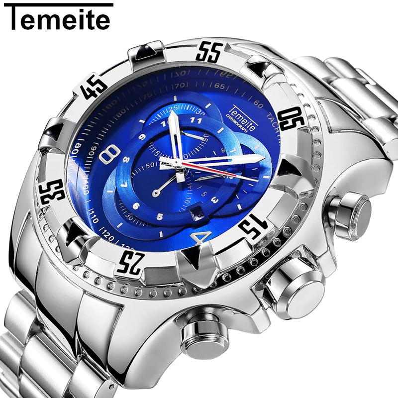 Часы наручные Temeite мужские роскошные брендовые водонепроницаемые деловые с