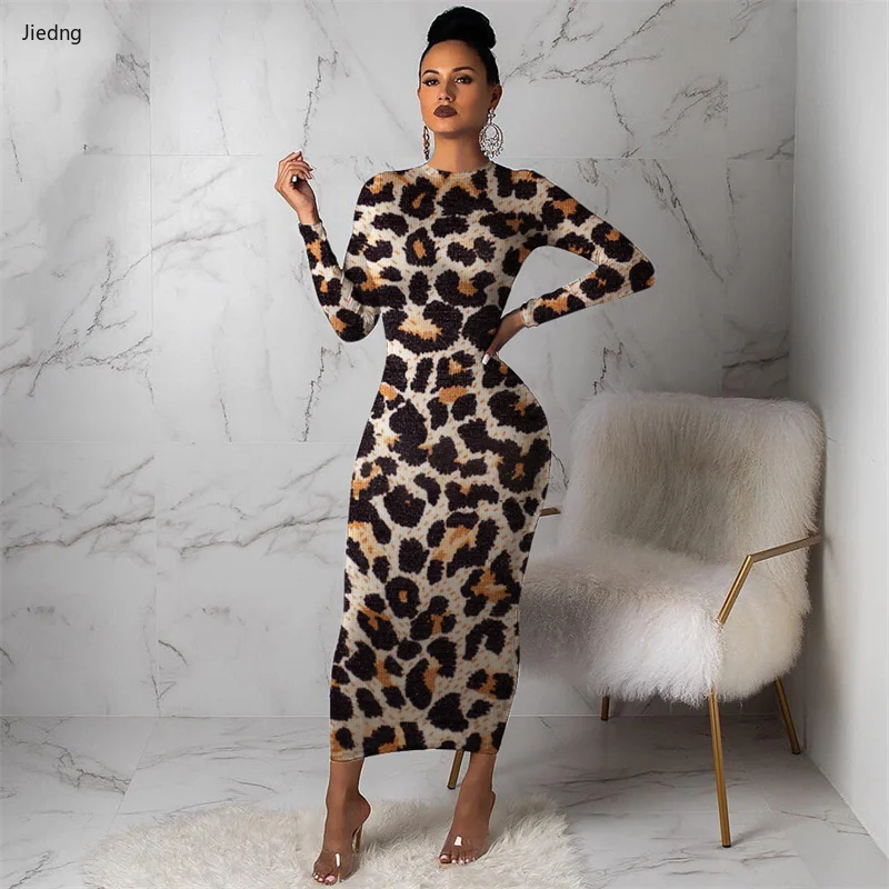 Women Leopard Long Sleeve Dress Evening Party Dresses Autumn Winter Bodycon Ankle-Length Slim Elegant High Waist Plus Size Dress
Women Leopard Long Sleeve Dress Evening Party Dresses Autumn Winter Bodycon Ankle-Length Slim Elegant High Waist Plus Size Dress