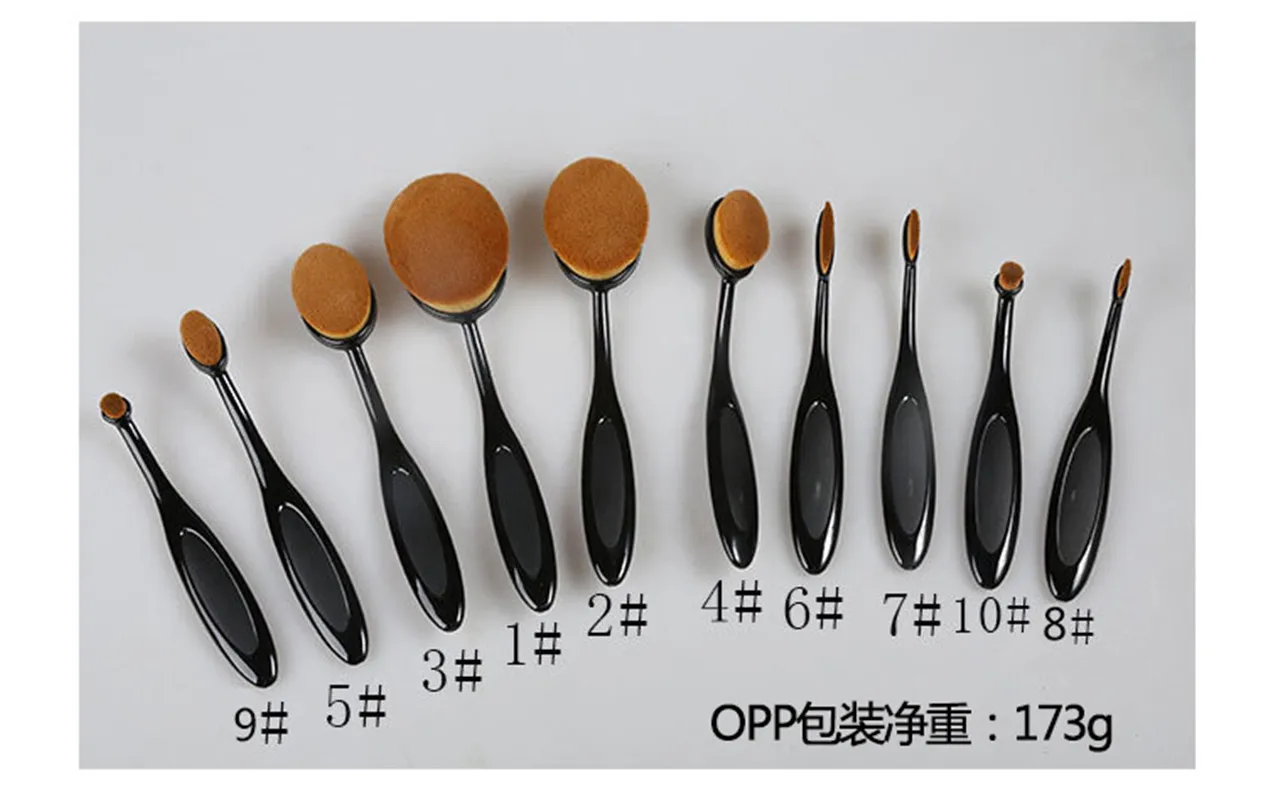 

10Pcs Makeup Brushes Portable Toothbrush Oval Nylon Hair Cosmetic Makeup Blush Face Foundation Blending Brush Makeup Tool