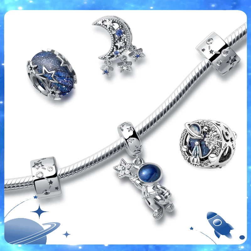 2021 New Blue Starry Sky Astronaut Original Pandora 925 Sterling Silver DIY Bracelet Beaded Charm Pendant Ring Luxury Jewelry
2021 New Blue Starry Sky Astronaut Original Pandora 925 Sterling Silver DIY Bracelet Beaded Charm Pendant Ring Luxury Jewelry