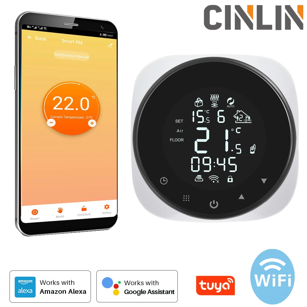 Умный Wi-Fi термостат Tuya, контроллер температуры для воды/Электрического Подогрева пола/газового котла, работает с Alexa Google Home
Умный Wi-Fi термостат Tuya, контроллер температуры для воды/Электрического Подогрева пола/газового котла, работает с Alexa Google Home