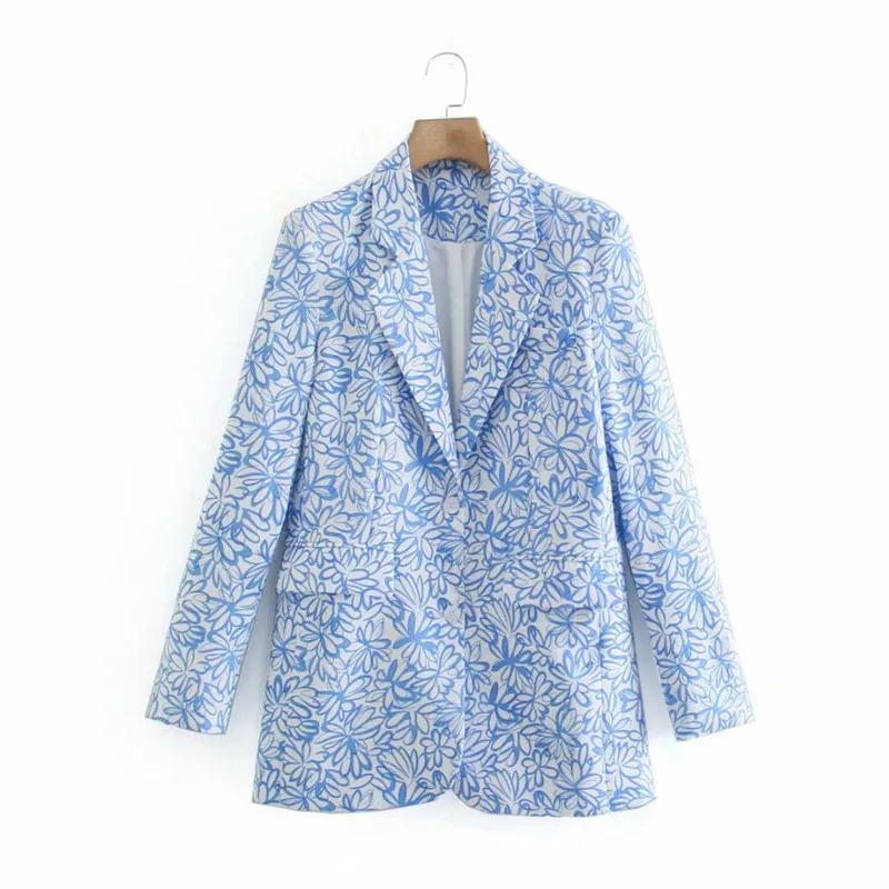 Women Vintage Blue Floral Print Blazer Female Long Sleeve Elegant Jacket Ladies Work Wear Blazer Formal Suits
Women Vintage Blue Floral Print Blazer Female Long Sleeve Elegant Jacket Ladies Work Wear Blazer Formal Suits