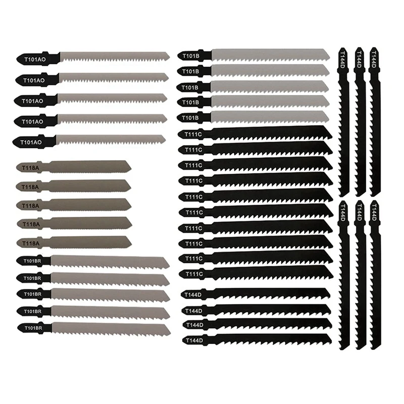 HOT 40PCS Jig Saw Blade Jigsaw Blades Set Metal Wood Saw Blade Woodworking Cutting Dic T118A/T101AO/T101BR/T101B/T111C/T144D
HOT 40PCS Jig Saw Blade Jigsaw Blades Set Metal Wood Saw Blade Woodworking Cutting Dic T118A/T101AO/T101BR/T101B/T111C/T144D