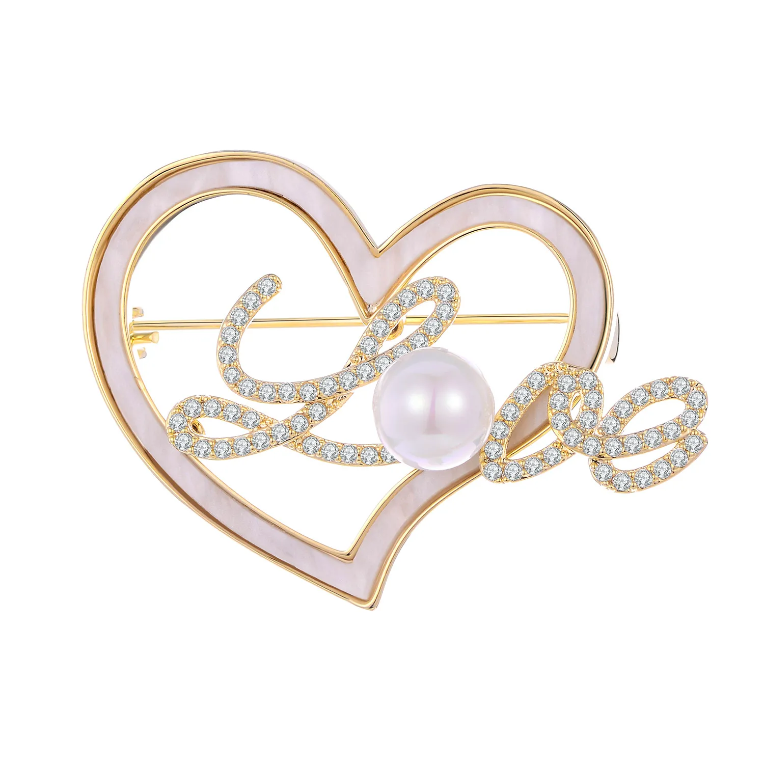 Cute Shell Heart Brooches For Women Zircon Pearl Love New Copper Brooch Pins Fashion Clothing Jewelry accesorios mujer
Cute Shell Heart Brooches For Women Zircon Pearl Love New Copper Brooch Pins Fashion Clothing Jewelry accesorios mujer