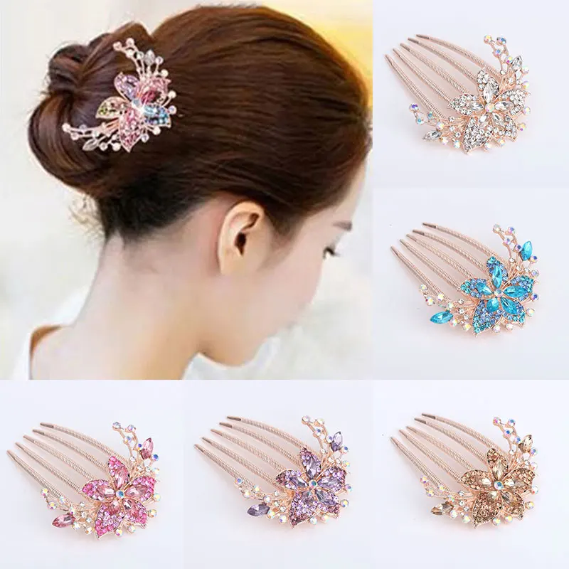 Korean Style Hair Accessories Five-petal Flower Hair Comb Five-tooth Insert Comb Pan Hair Comb Rhinestone Hair Comb Elegant
Korean Style Hair Accessories Five-petal Flower Hair Comb Five-tooth Insert Comb Pan Hair Comb Rhinestone Hair Comb Elegant