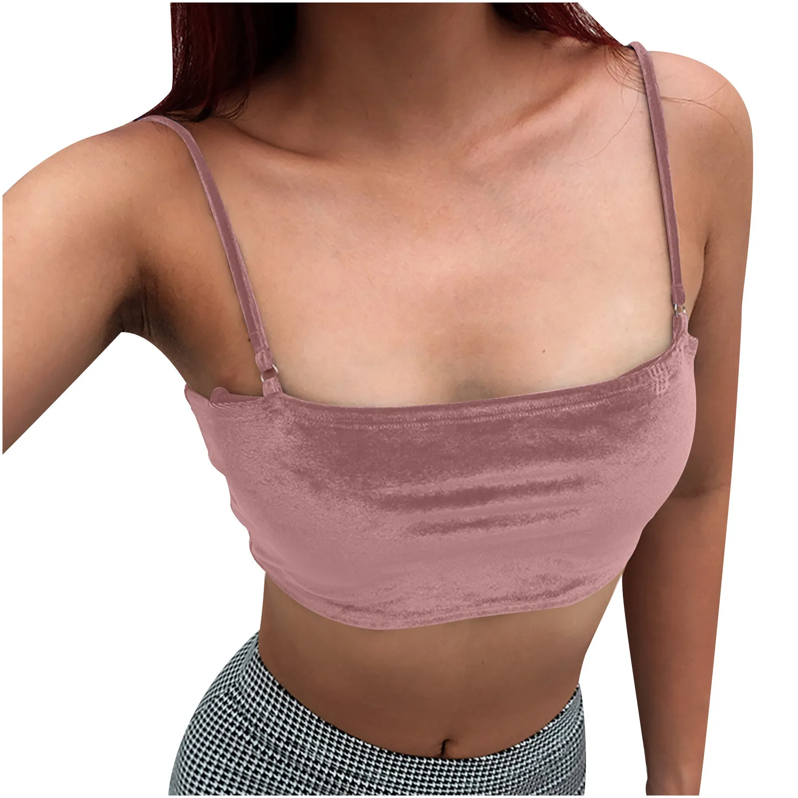 Womens Vest Summer Fashion Solid color Velvet Sexy Low neck tube top strap halter short Navel slim fit Sleeveless ladies Tank
Womens Vest Summer Fashion Solid color Velvet Sexy Low neck tube top strap halter short Navel slim fit Sleeveless ladies Tank