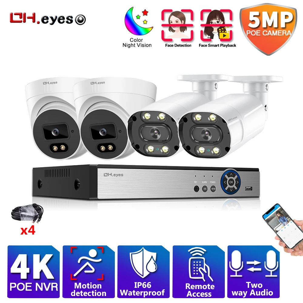 CTV Security Camera Surveillance System Kit 5MP POE 4CH NVR Outdoor Two-way Audio Color Night Vision 5mp Camera Set 
CTV Security Camera Surveillance System Kit 5MP POE 4CH NVR Outdoor Two-way Audio Color Night Vision 5mp Camera Set