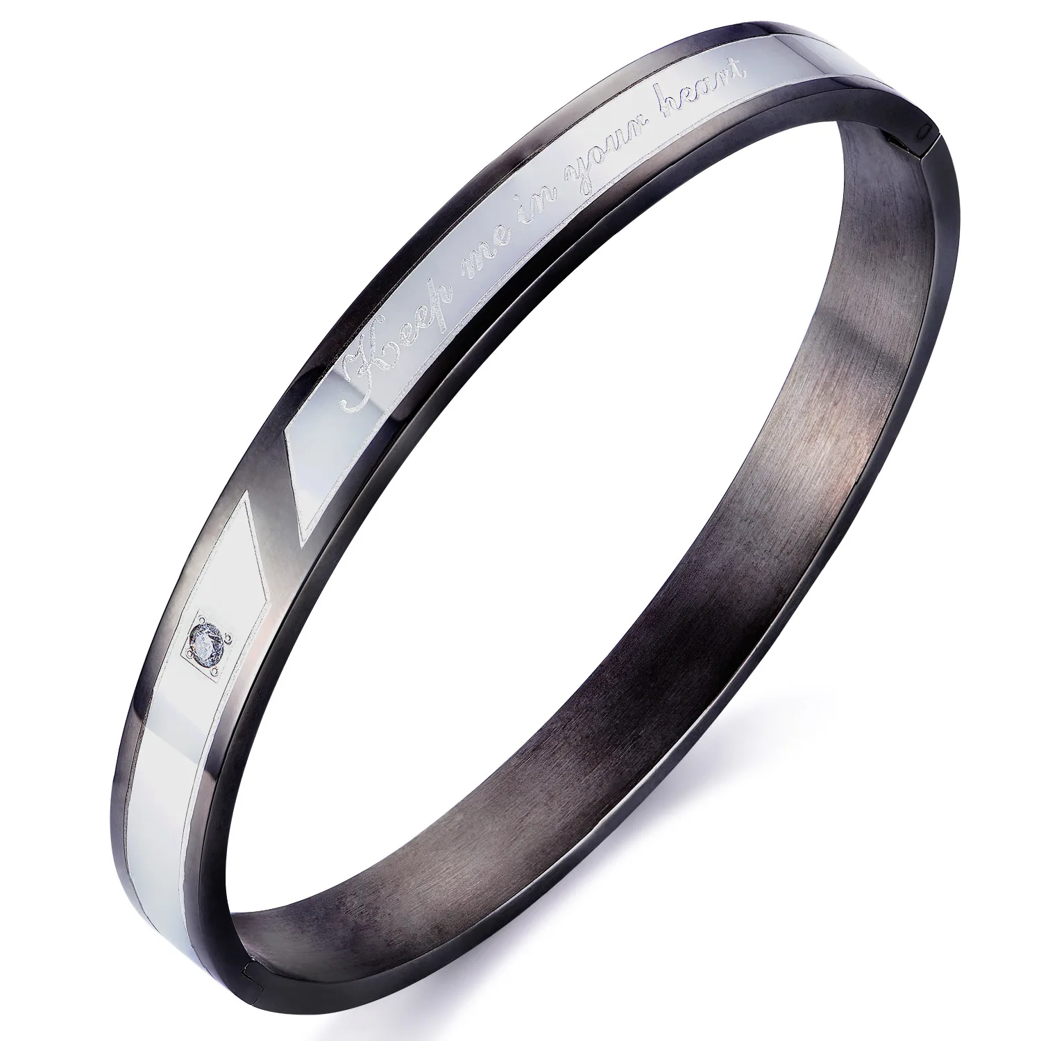 Couple Bracelet Crystal Stainless Steel KEEP ME IN YOUR HEART Women Men Hands Jewelry 
Couple Bracelet Crystal Stainless Steel KEEP ME IN YOUR HEART Women Men Hands Jewelry