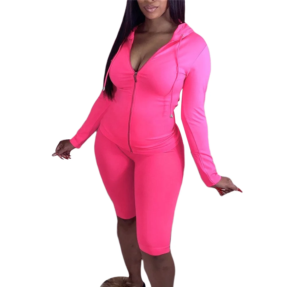 Womens Summer Outfit, Solid Color Long- Sleeves Hoodie Top + Elastic Waist Shorts Suits for Ladies, 6 Colors
Womens Summer Outfit, Solid Color Long- Sleeves Hoodie Top + Elastic Waist Shorts Suits for Ladies, 6 Colors