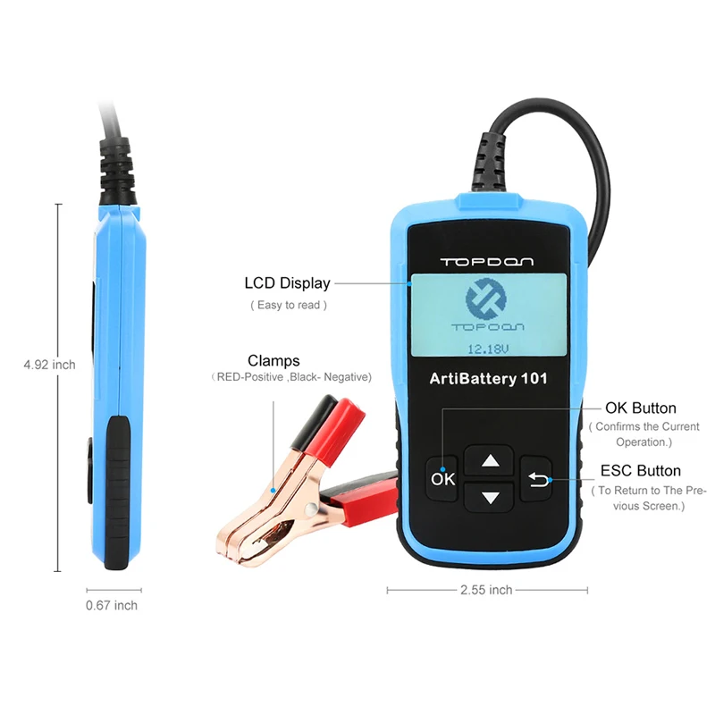 Ab101 Car Battery Tester 12v Voltage Battery Test Automotive Charger Analyzer 2000cca Car Cranking Charging Circut Tester
Ab101 Car Battery Tester 12v Voltage Battery Test Automotive Charger Analyzer 2000cca Car Cranking Charging Circut Tester
