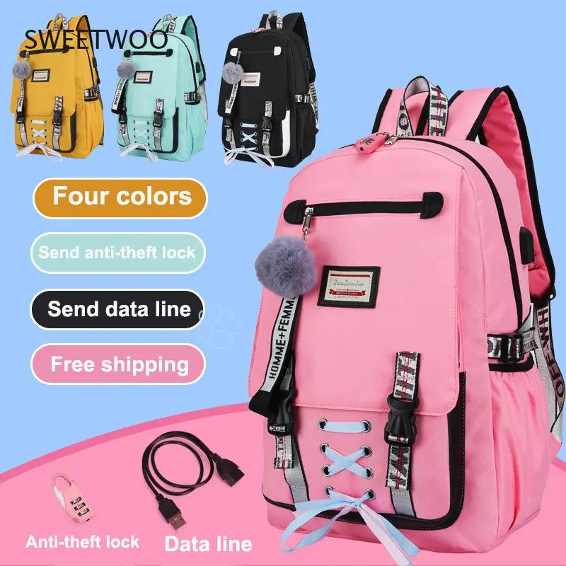 Fashion Usb Computer Convenient Backpack Campus Female School Bag Student Teenage Outdoor Leisure Travel Bag Damski Mochilas New
Fashion Usb Computer Convenient Backpack Campus Female School Bag Student Teenage Outdoor Leisure Travel Bag Damski Mochilas New